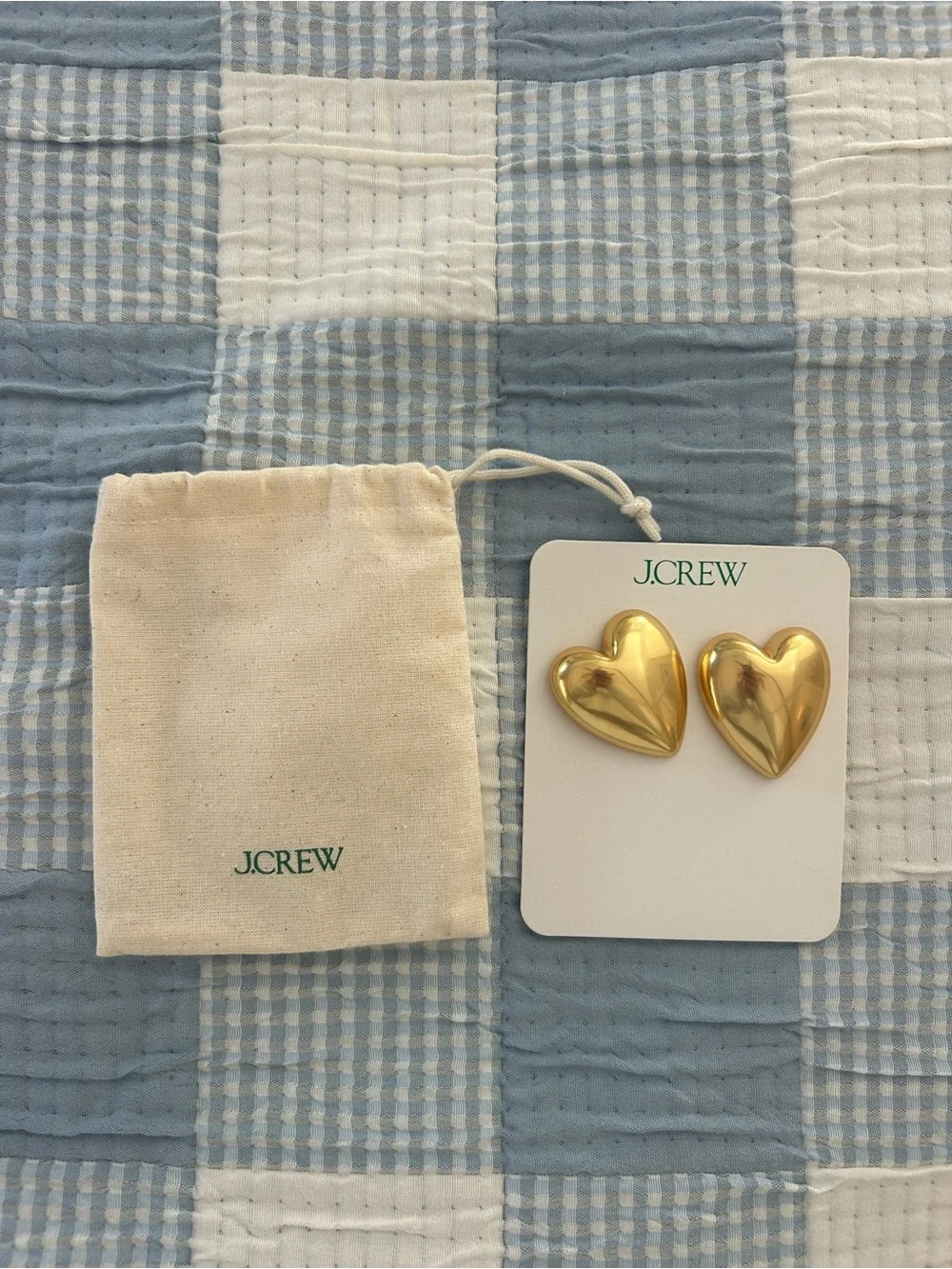 J.Crew Shiny Gold Heart Earrings